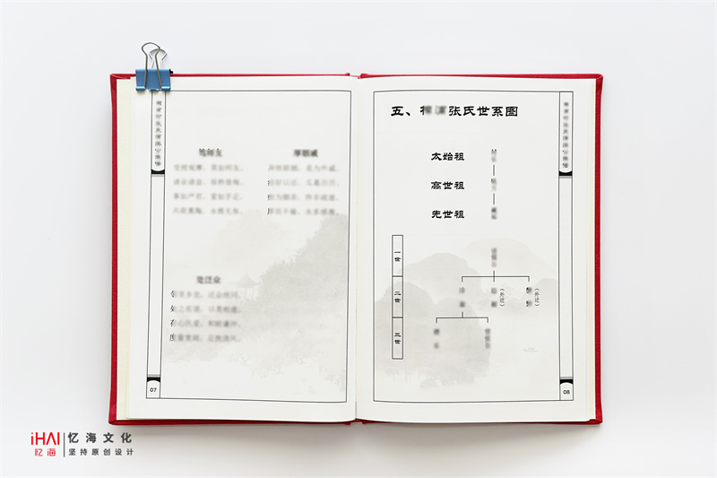 张氏家谱家族世系图排版设计-忆海文化